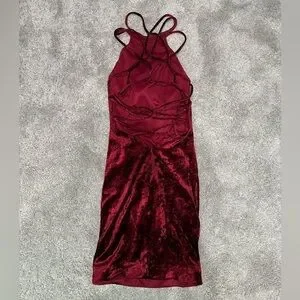 fitted lace wedding dress Malia Red Lace Detail Mini Dress - US 14